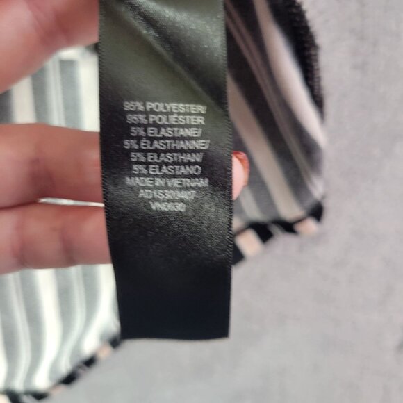 Adrianna Papell Womens Sleeveless Top XS Black White Striped Ruffle Neck Career - Picture 8 of 9